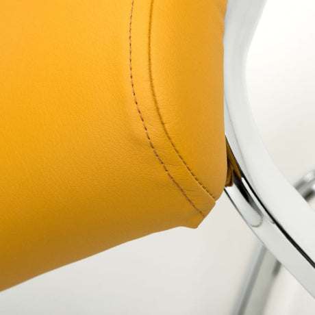 Modern-Yellow-Leather-Cantilever-Dining-Chair-Metal-Legs-Set-of-2