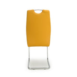 Modern-Yellow-Leather-Cantilever-Dining-Chair-Metal-Legs-Set-of-2