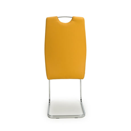 Modern-Yellow-Leather-Cantilever-Dining-Chair-Metal-Legs-Set-of-2