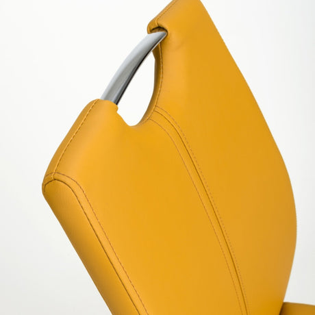 Modern-Yellow-Leather-Cantilever-Dining-Chair-Metal-Legs-Set-of-2