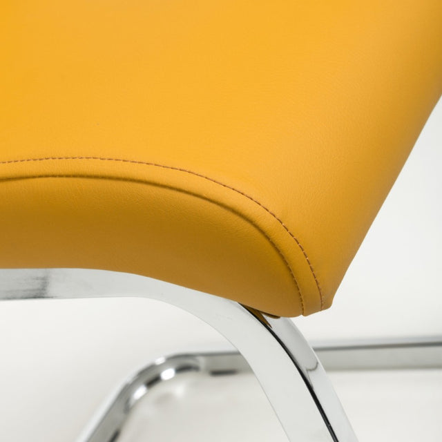 Modern-Yellow-Leather-Cantilever-Dining-Chair-Metal-Legs-Set-of-2