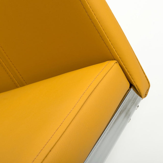 Modern-Yellow-Leather-Cantilever-Dining-Chair-Metal-Legs-Set-of-2