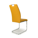 Modern-Yellow-Leather-Cantilever-Dining-Chair-Metal-Legs-Set-of-2