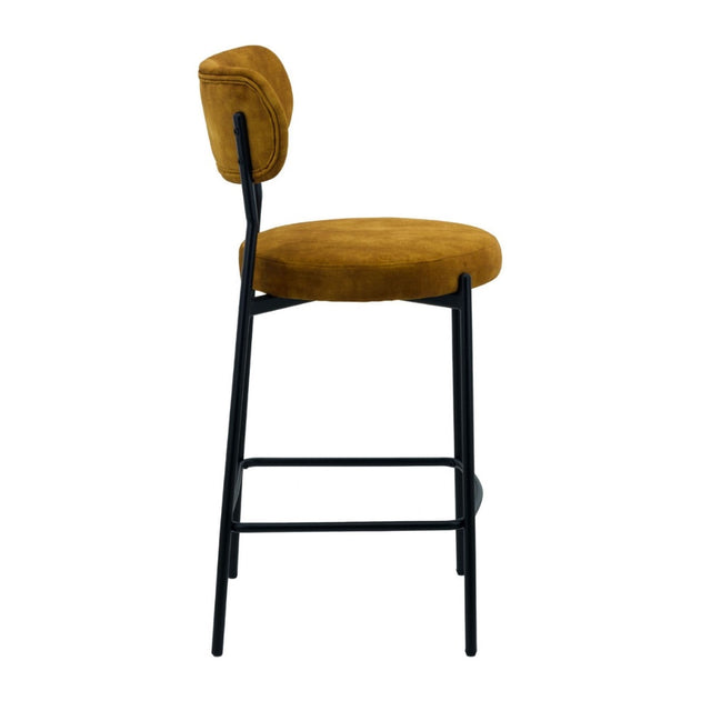 Modern-Yellow-Velvet-Bar-Stool-Black-Metal-Legs-Set-of-2