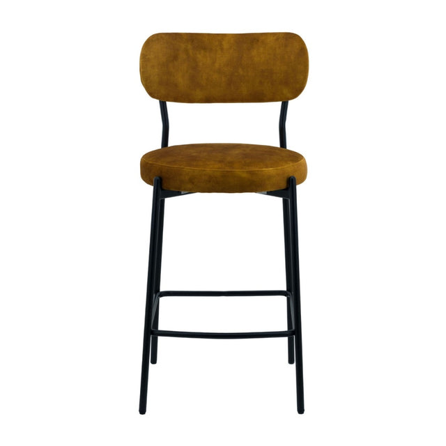 Modern-Yellow-Velvet-Bar-Stool-Black-Metal-Legs-Set-of-2