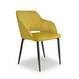 Modern-Yellow-Velvet-Open-Back-Dining-Chair-Black-Metal-Legs-Set-of-2