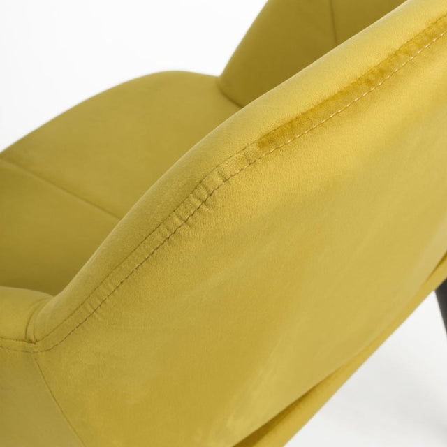 Modern-Yellow-Velvet-Open-Back-Dining-Chair-Black-Metal-Legs-Set-of-2