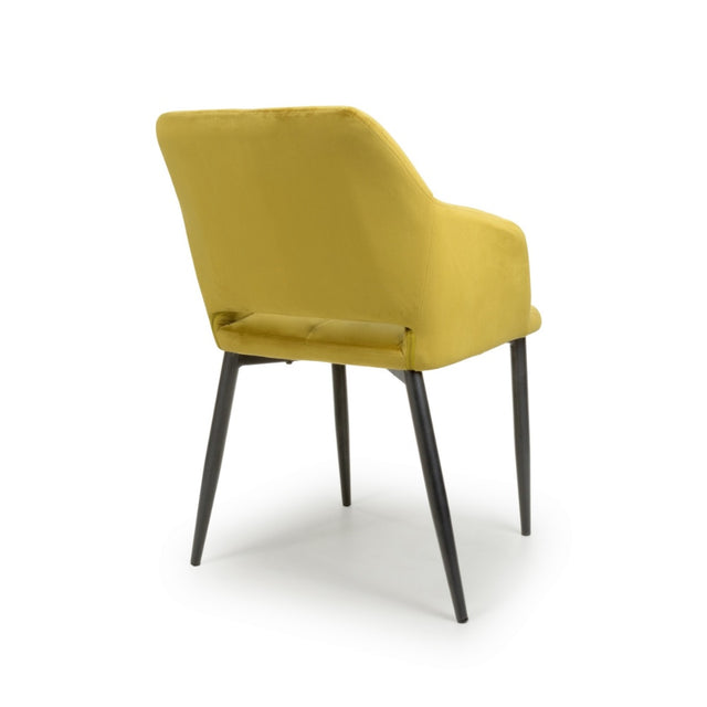 Modern-Yellow-Velvet-Open-Back-Dining-Chair-Black-Metal-Legs-Set-of-2