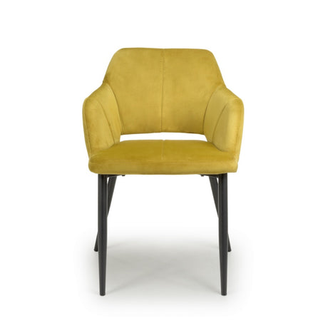 Modern-Yellow-Velvet-Open-Back-Dining-Chair-Black-Metal-Legs-Set-of-2