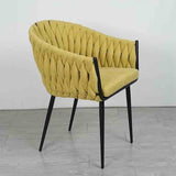 Modern-Yellow-Weave-Braided-Dining-Chair-Black-Metal-Legs-Set-of-2