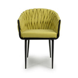 Modern-Yellow-Weave-Braided-Dining-Chair-Black-Metal-Legs-Set-of-2