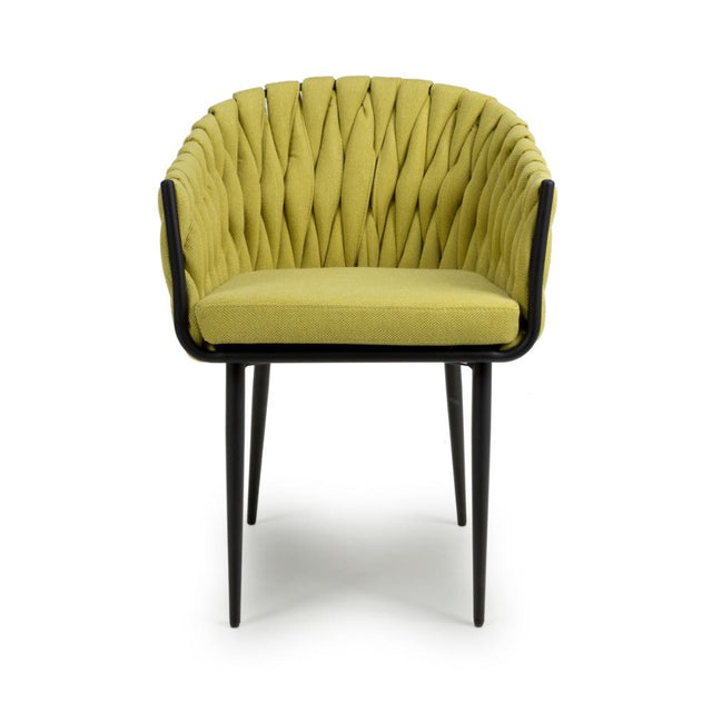 Modern-Yellow-Weave-Braided-Dining-Chair-Black-Metal-Legs-Set-of-2