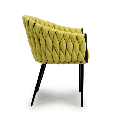 Modern-Yellow-Weave-Braided-Dining-Chair-Black-Metal-Legs-Set-of-2