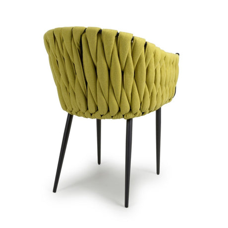 Modern-Yellow-Weave-Braided-Dining-Chair-Black-Metal-Legs-Set-of-2