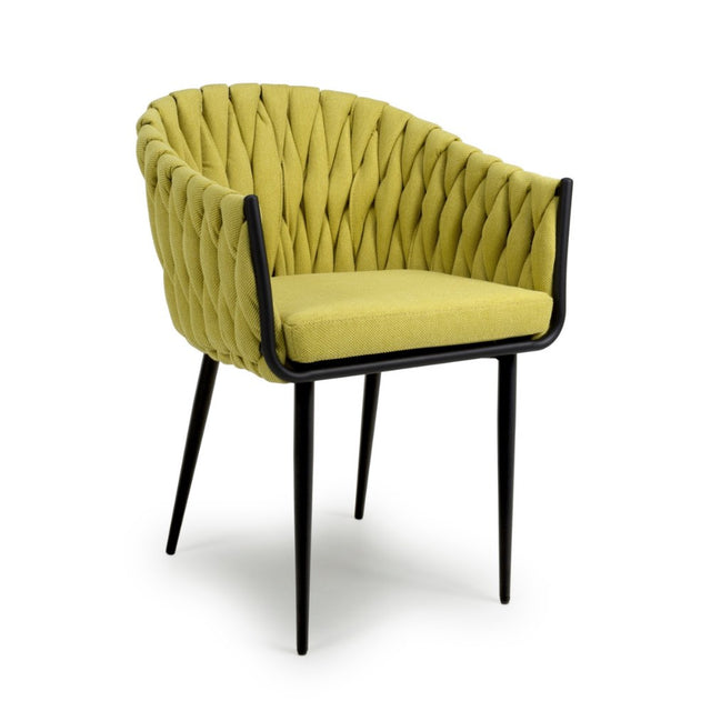 Modern-Yellow-Weave-Braided-Dining-Chair-Black-Metal-Legs-Set-of-2