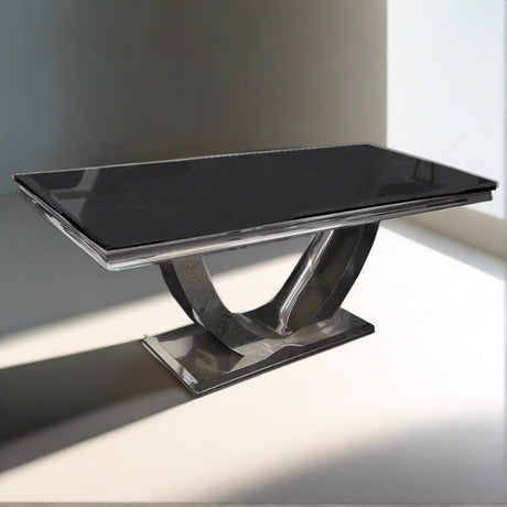 Modern-black-glass-coffee-table-stainless-steel-base-130cm