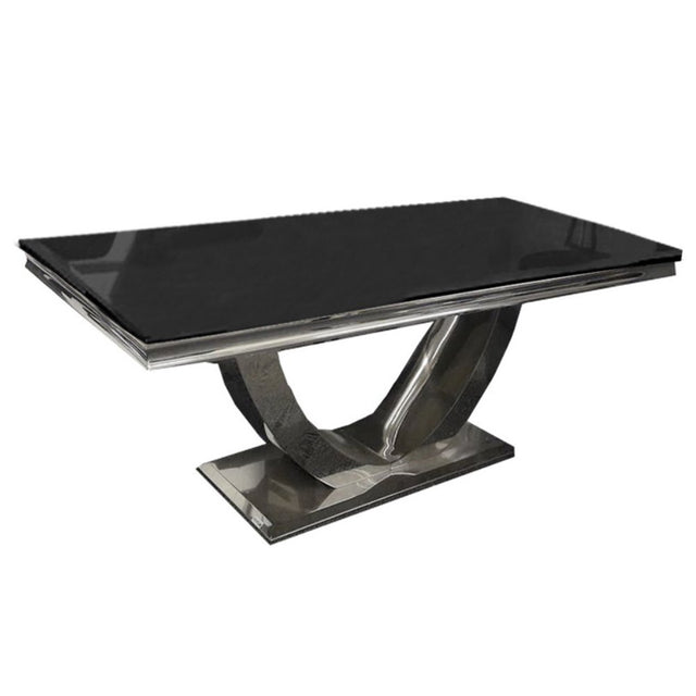 Modern-black-glass-coffee-table-stainless-steel-base-130cm