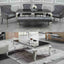 Modern-black-glass-matching-dining-table-_-coffee-table-set-rectangular-tempered-glass-top-stainless-steel-curved-legs