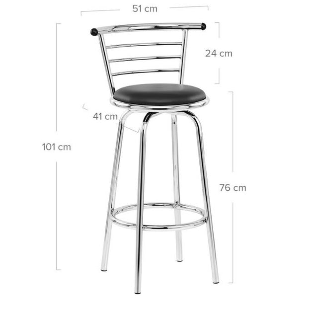 Modern-black-leather-bar-stool-with-back-rest-and-chrome-metal-base