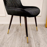 Modern-black-plush-velvet-dining-chairs-metal-legs