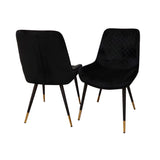 Modern-black-plush-velvet-dining-chairs-metal-legs