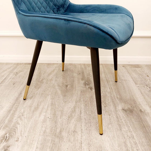 Modern-blue-plush-velvet-dining-chairs-metal-legs