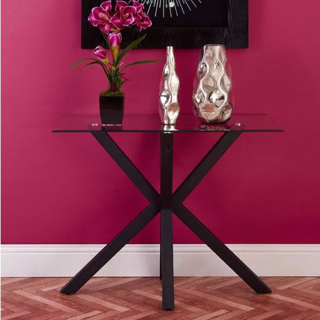 Modern-clear-tempered-glass-hallway-console-table-with-metal-legs