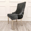 Modern-dark-grey-velvet-dining-chairs-chrome-legs-button-back