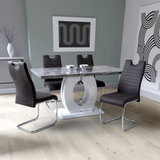 Modern-Rectangular-Grey-Marble-Dining-Table-&-Coffee-Table-Set-With-White-High-Gloss-Base