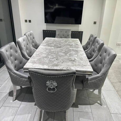 Modern-grey-marble-dining-table-rectangular-marble-top-stainless-steel-base