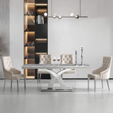 Modern-grey-marble-dining-table-with-chrome-stainless-steel-base-180cm