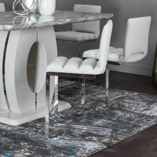 Modern-Rectangular-Grey-Marble-Dining-Table-&-Coffee-Table-Set-With-White-High-Gloss-Base