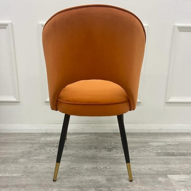 Modern-orange-Plush-Velvet-Dining-Chairs-Set-of-2-Open-Back-Black-Metal-Legs