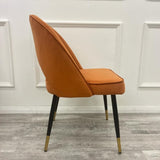 Modern-orange-Plush-Velvet-Dining-Chairs-Set-of-2-Open-Back-Black-Metal-Legs