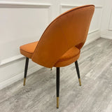 Modern-orange-Plush-Velvet-Dining-Chairs-Set-of-2-Open-Back-Black-Metal-Legs