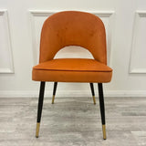 Modern-orange-Plush-Velvet-Dining-Chairs-Set-of-2-Open-Back-Black-Metal-Legs