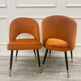 Modern-orange-Plush-Velvet-Dining-Chairs-Set-of-2-Open-Back-Black-Metal-Legs