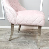 Modern-pink-velvet-dining-chairs-chrome-legs