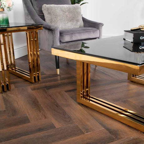 Modern-rectangular-glass-coffee-table-with-Gold-metal-base-120cm