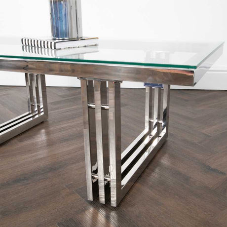 Modern-rectangular-glass-coffee-table-with-chrome-metal-base-120cm