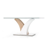 Modern-rectangular-glass-dining-table-with-oak-and-white-high-gloss-pedestal-base-160cm