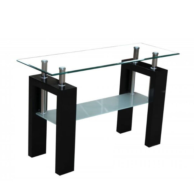 Arlington Modern Rectangular Glass Hallway Console Table With Shelf 110cm