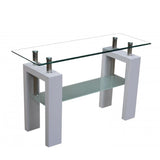 Arlington Modern Rectangular Glass Hallway Console Table With Shelf 110cm