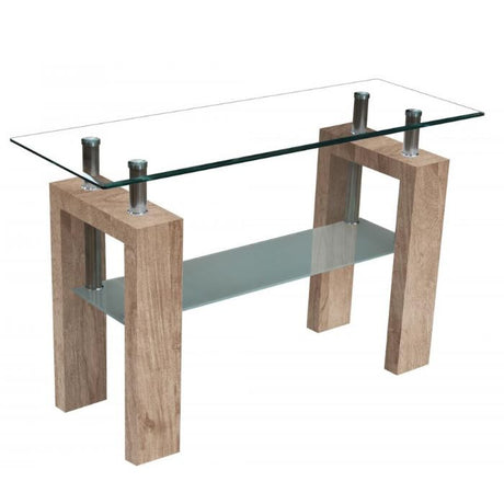 Arlington Modern Rectangular Glass Hallway Console Table With Shelf 110cm