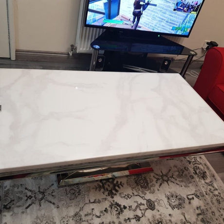 Modern-white-marble-coffee-table-stainless-steel-base-130cm