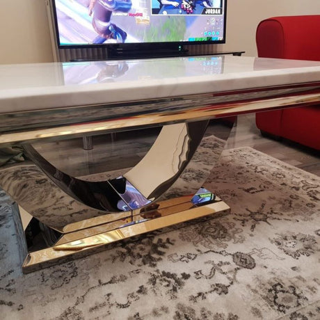 Modern-white-marble-coffee-table-stainless-steel-base-130cm