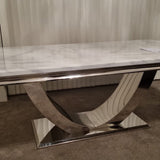 Modern-white-marble-coffee-table-stainless-steel-base-130cm