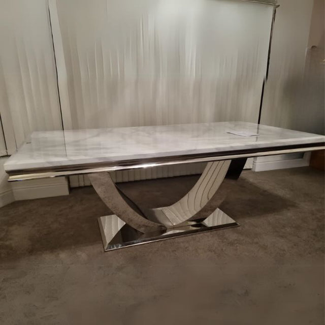 Modern-white-marble-dining-table-rectangular-marble-top-stainless-steel-base