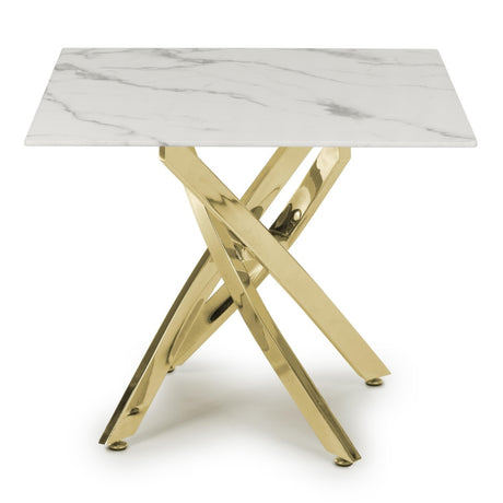 Aurelia Modern White Marble Side Table Gold Legs