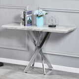 Modern-white-marble-hallway-console-table-with-chrome-metal-legs